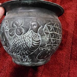 Metal Planter With Birds And Fruit